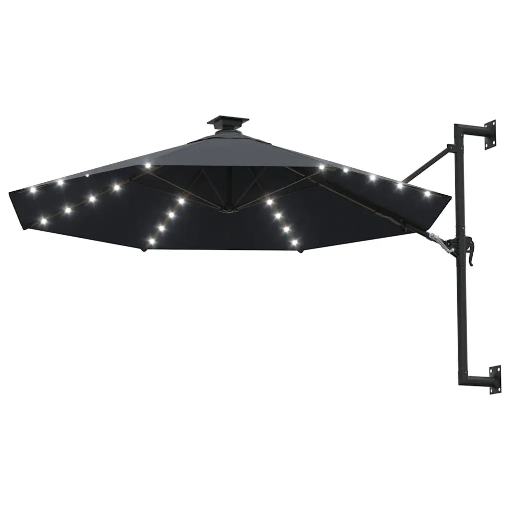 Ombrellone da Giardino-Ombrello da Balcone a Parete con LED 300 cm Antracite
