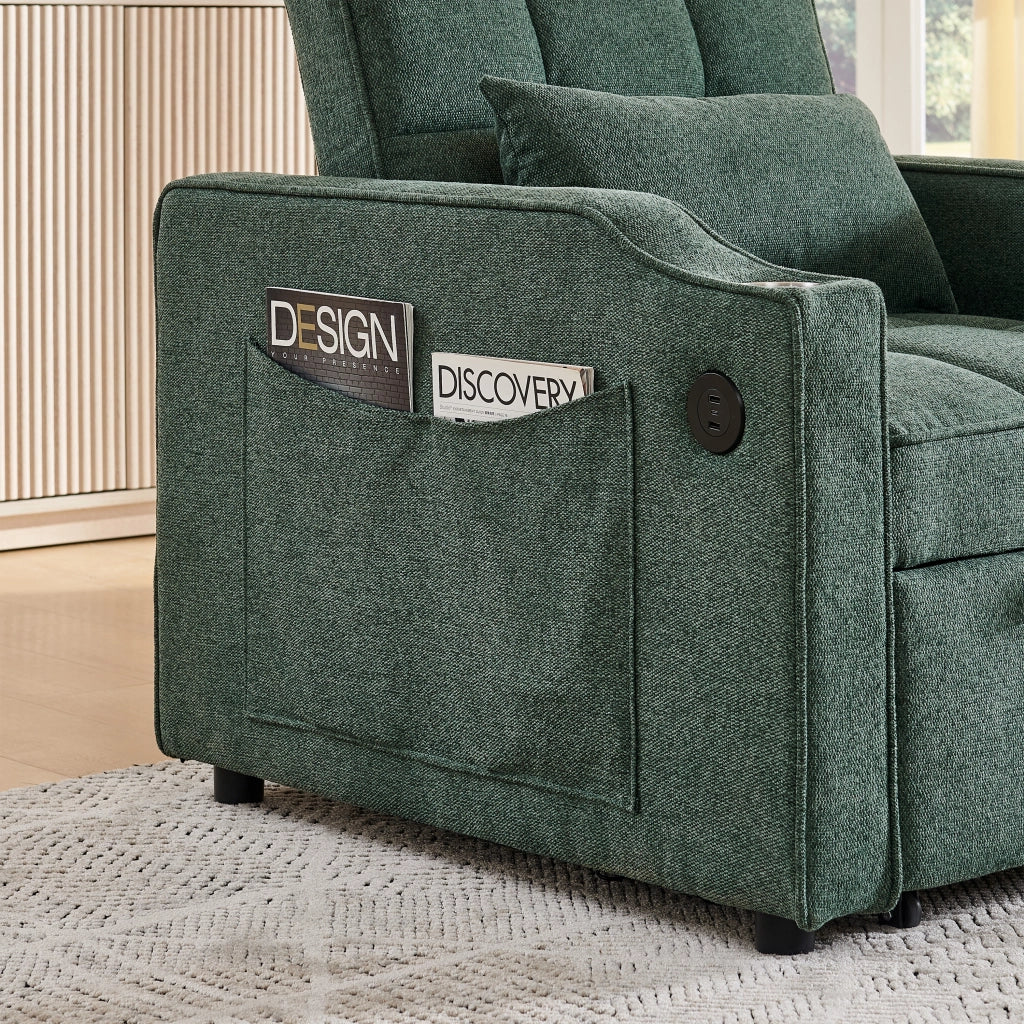 Divano Letto con USB ¨C MINIMAL ¨C Verde, Trasformabile