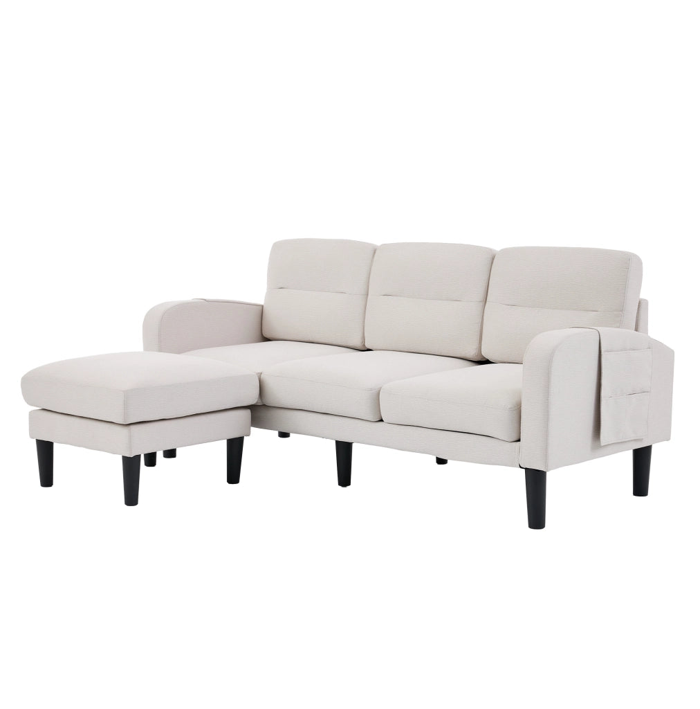 Divano angolare modulare 3 posti con chaise longue beige