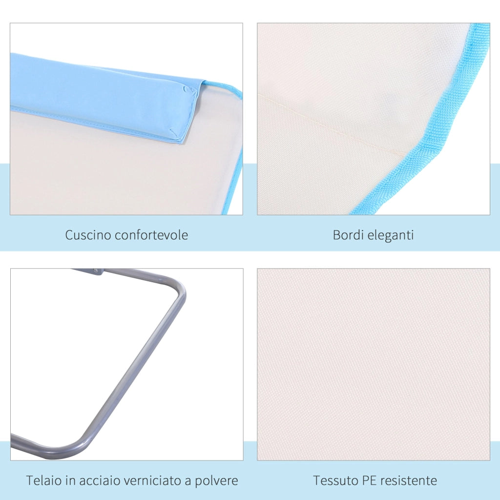 Set 2 Lettini Prendisole Pieghevoli 48x134x36-45 cm con Schienale Regolabile e Borsa Beige