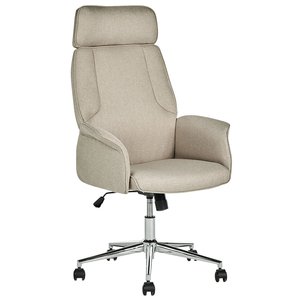 Sedia ufficio in materiale sintetico beige struttura in metallo schienale regolabile e girevole ufficio
