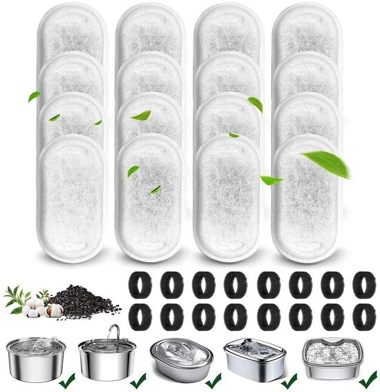 Filtro per fontana per gatti - Filtri di sostituzione - Ideale per gatti - Adatto per 108oz/3.2L e 67oz/2L - Filtro idrico - 32 pezzi