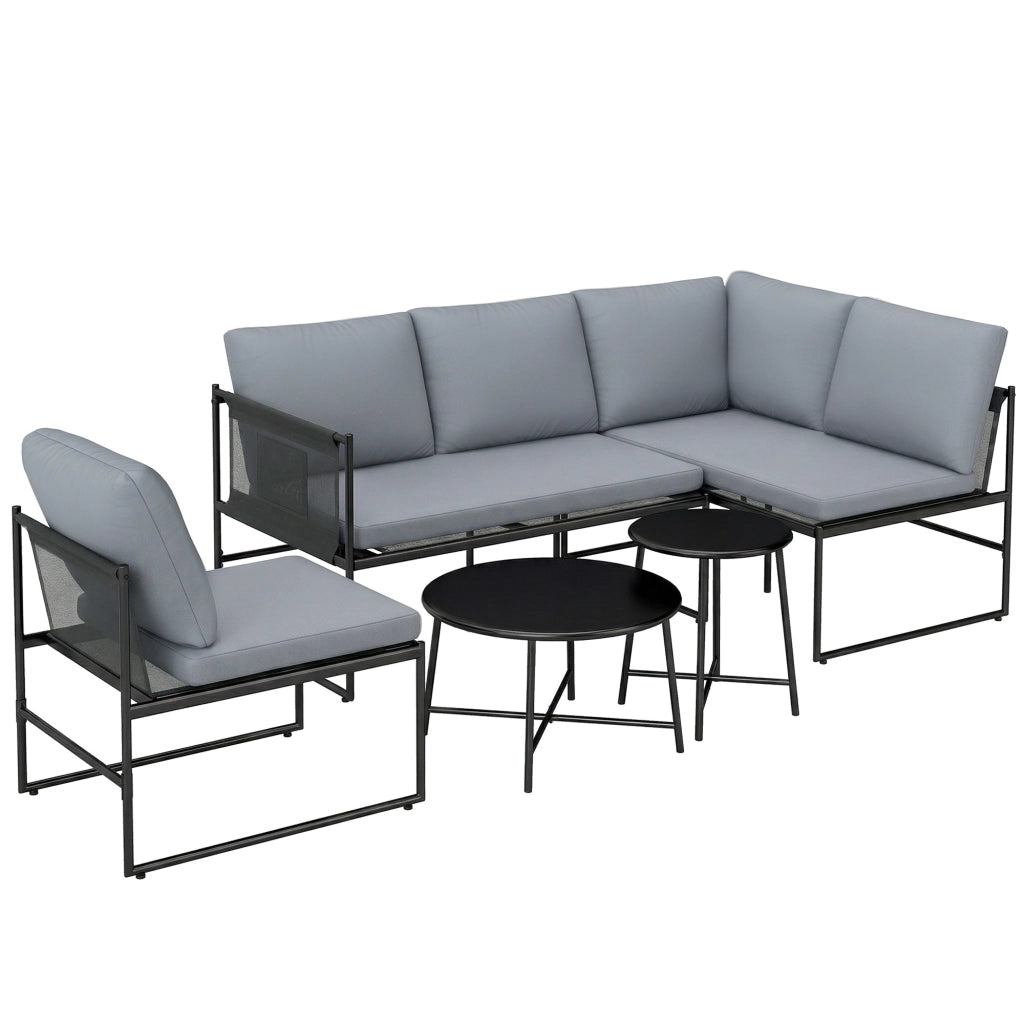 Set di mobili da giardino da salotto da 4-5 persone Set da giardino con divano da giardino a 2 posti sedia tavolino da caffè cuscino spesso lavabile