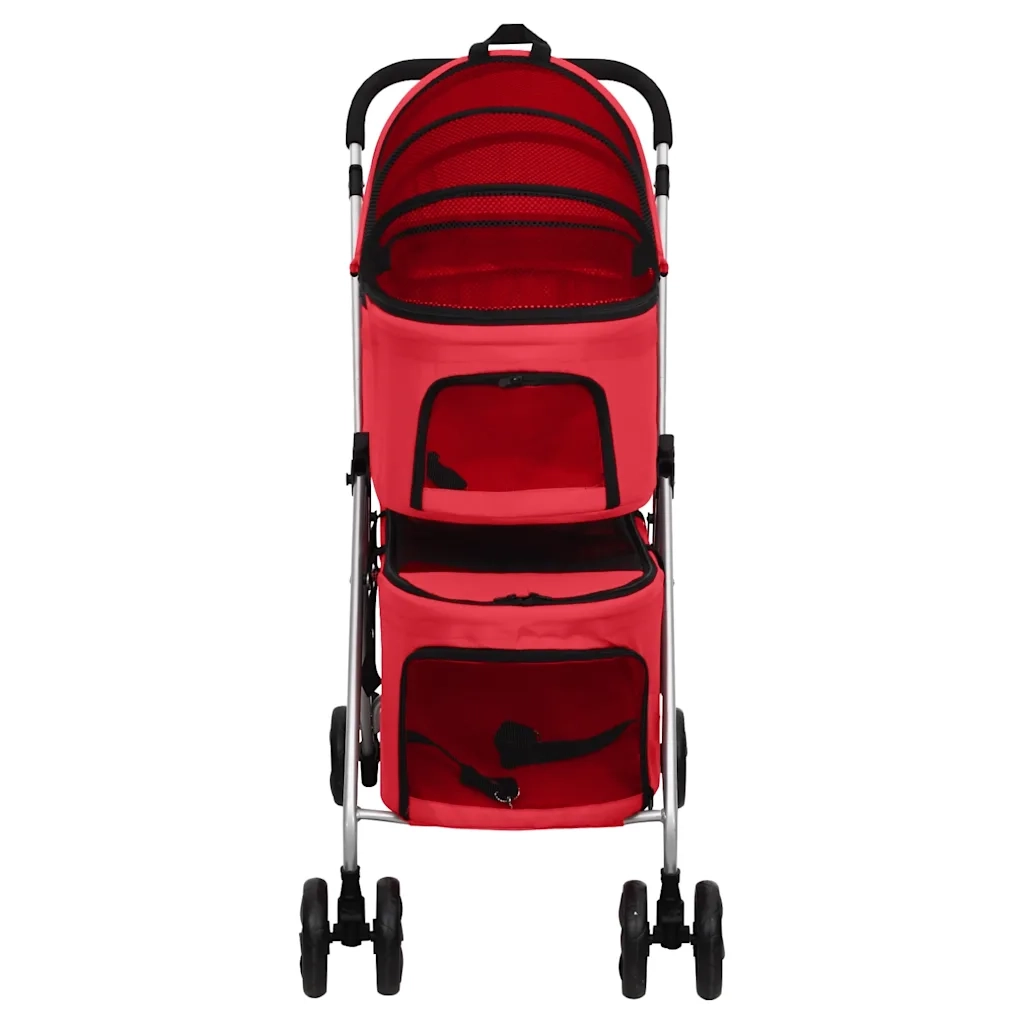 Passeggino Cani Pieghevole 2 Livelli Rosso 83x48x97cm Tessuto CFW2563721