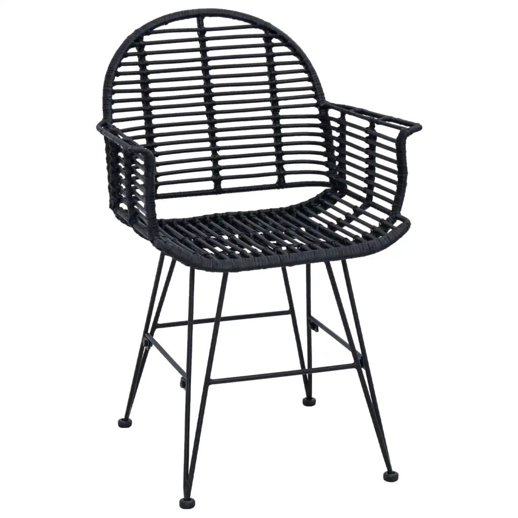 Sedia da pranzo 2 pcs Rattan e Ferro Nero 57 x 55 x 85 cm