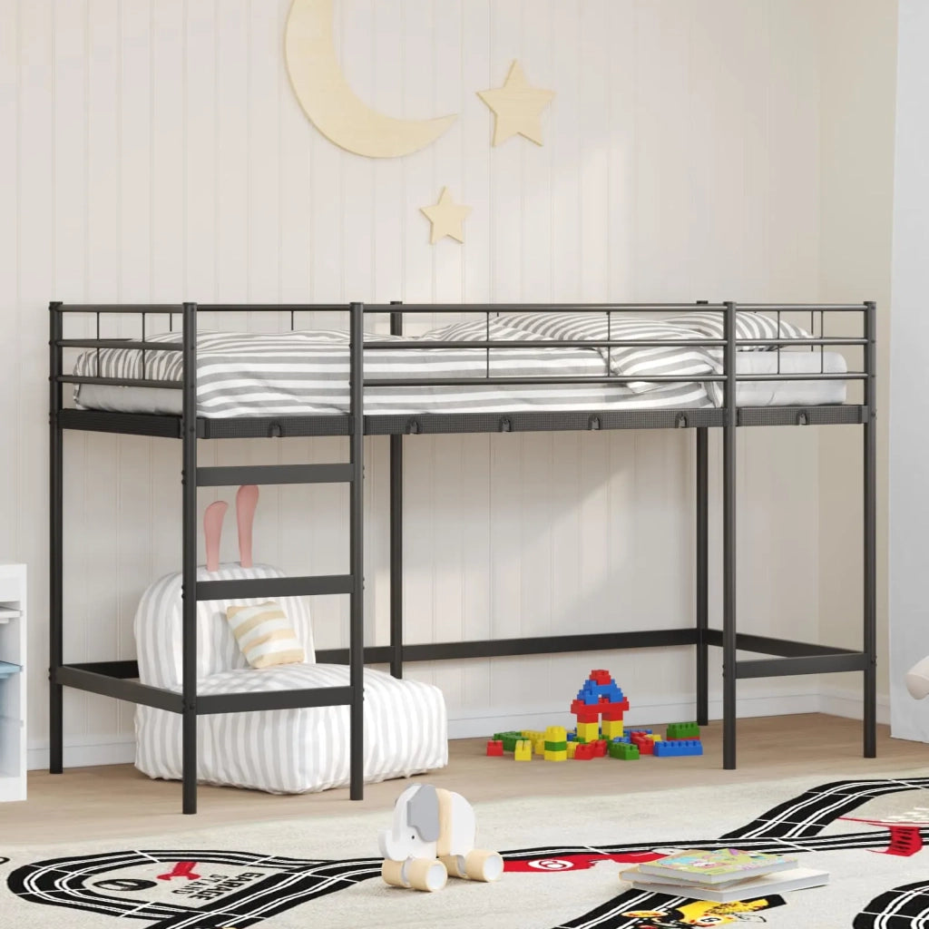 Struttura del letto loft per bambini Nero 99,5 x 190 cm Acciaio