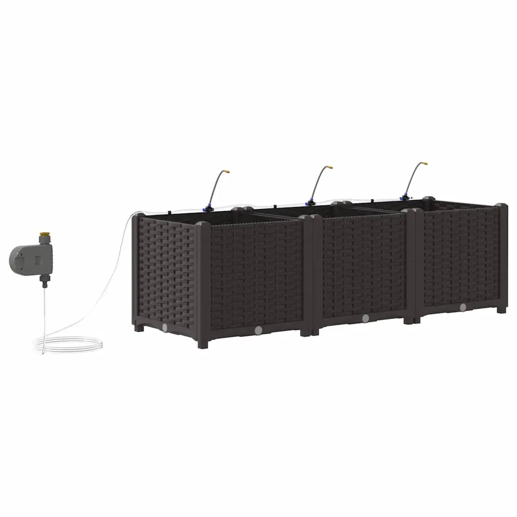 Fioriere | Cassetta per fiori | Vaso da giardino 3 pz Marrone 120 x 40 x 37,5 cm Plastica