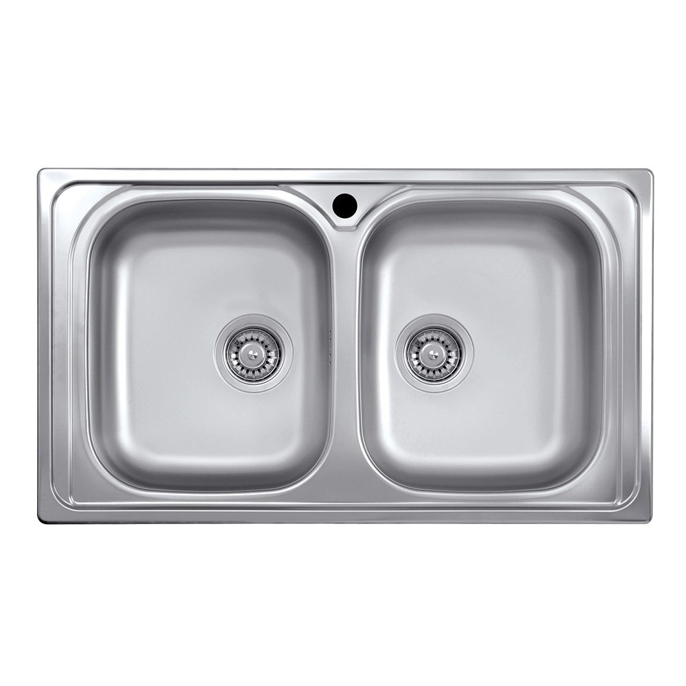 Lavello incasso cucina acciaio 86x50 cm due vasche SA322