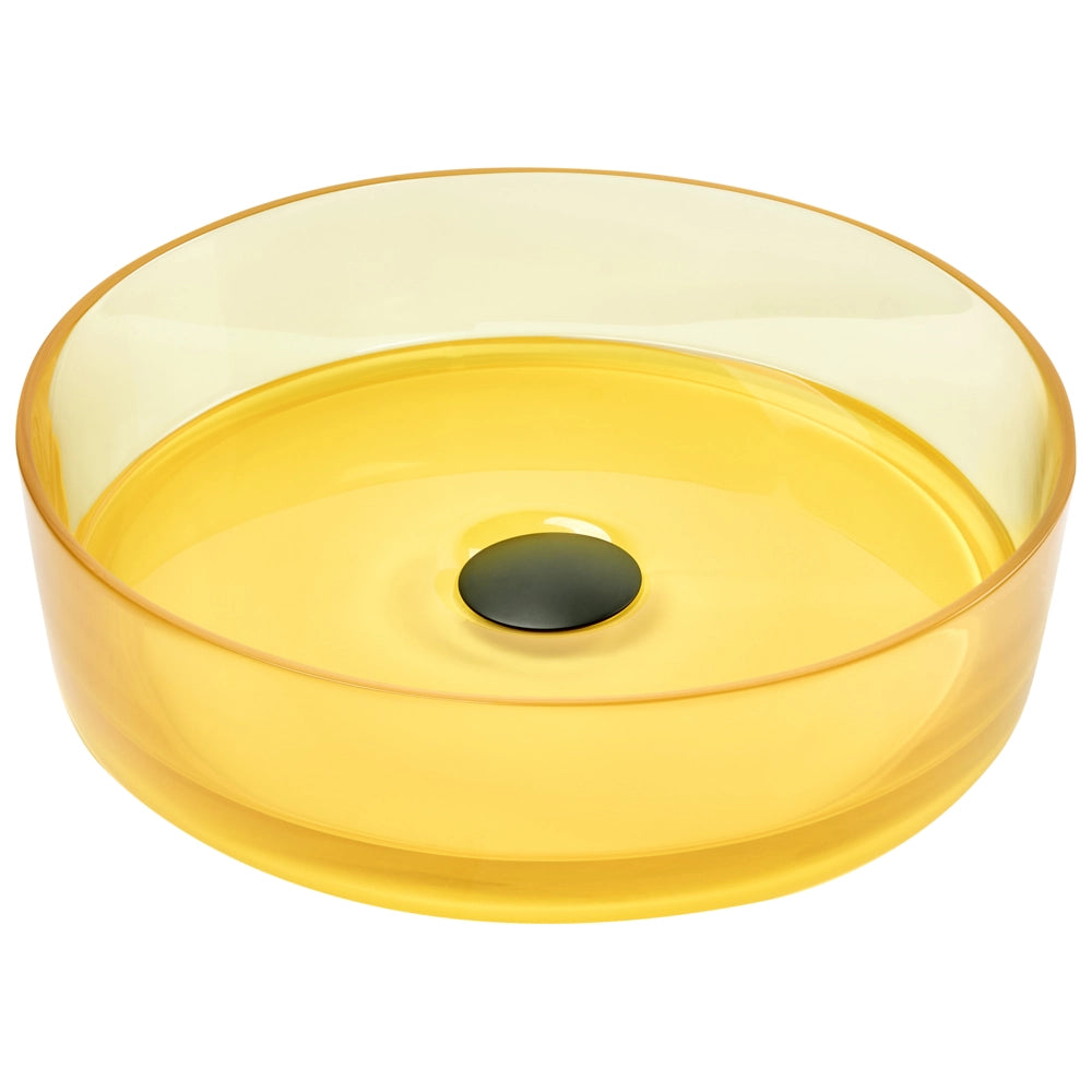 Lavandino da appoggio Giallo Superficie solida 360 mm Lavandino da bagno rotondo semitrasparente