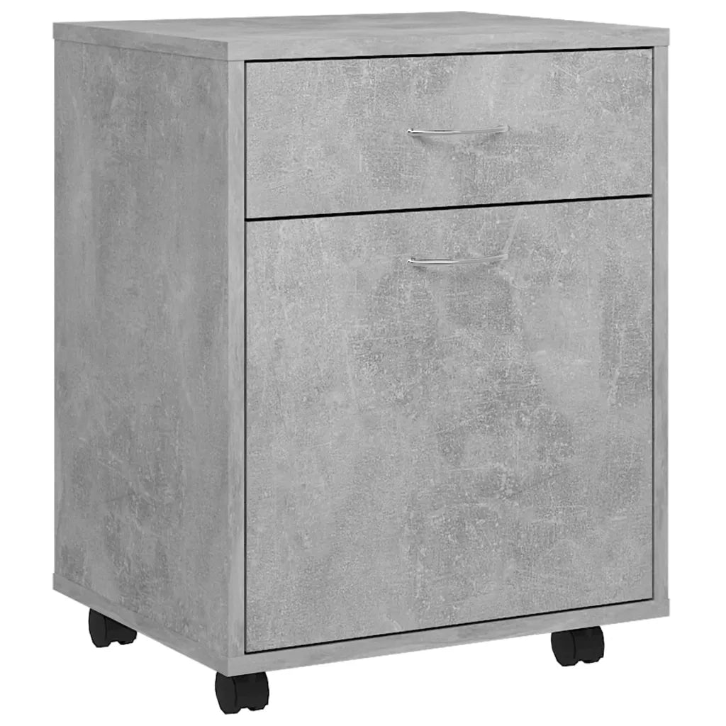 Mobiletto con Ruote Grigio Cemento 45x38x54cm Legno Multistrato 808444