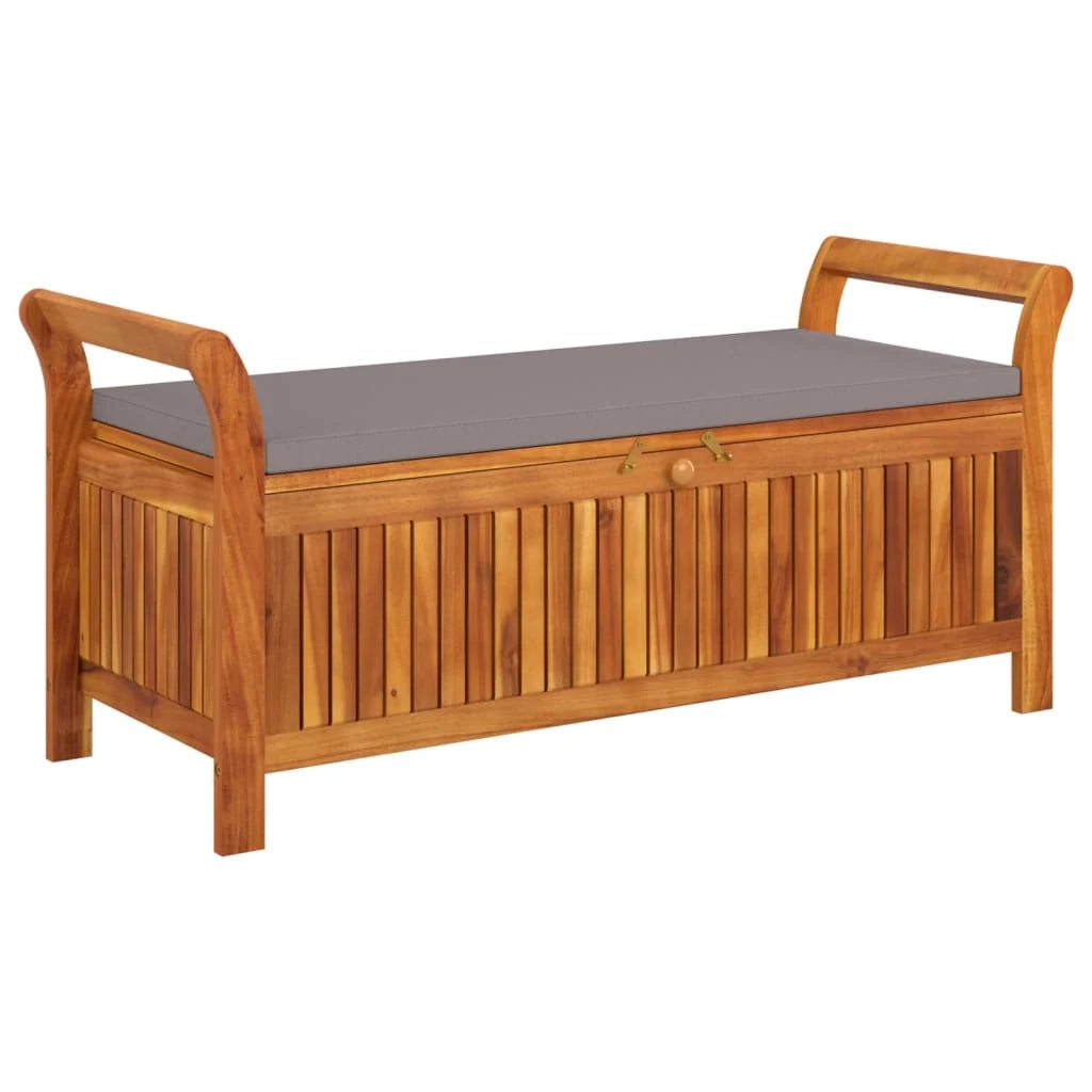 Panca da giardino mobili da esterno per patio contenitore da giardino per terrazza con cuscino 126 x 50 x 60 cm legno di acacia 02_0011807
