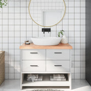 Piano Bagno Marrone 100x40x(2-6) cm Legno Massello Trattato 3156130