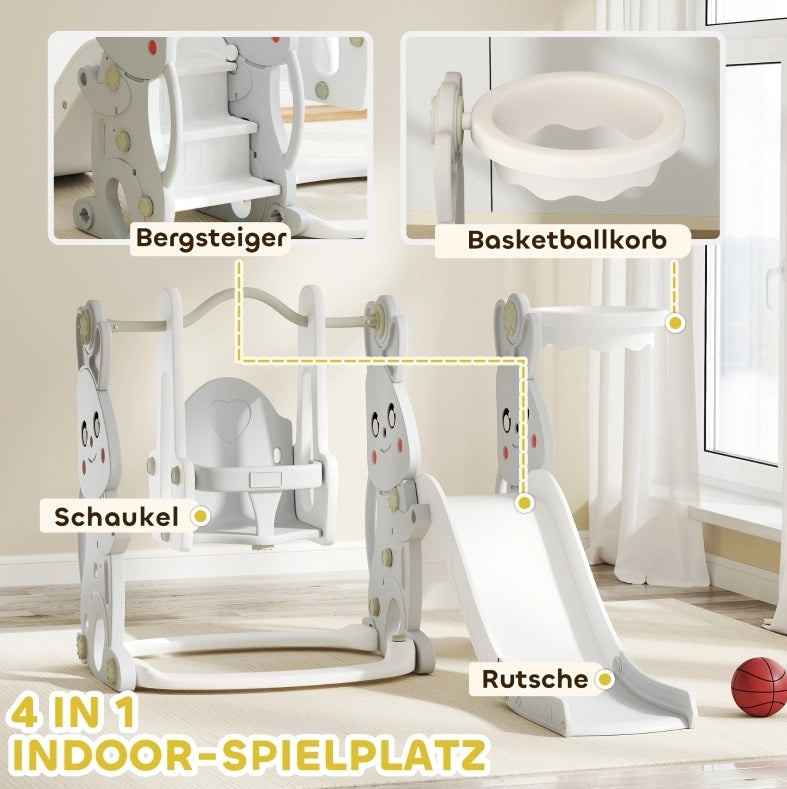 Set gioco 4 in 1 per bambini con altalena e scivolo