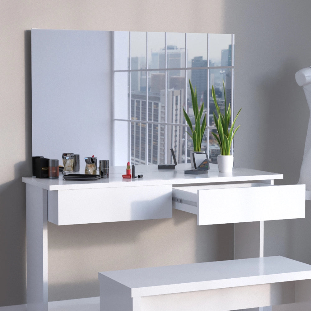 Vicco Tavolo da toeletta Bianco 120 cm con panca