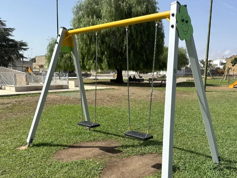 Altalena Alexander 2 posti 952 acciaio alluminio sedili variabili H240cm - Gabbia/orsetto