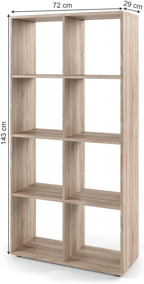 Scaffale Scutum, Sonoma, 143 x 72 cm, per l’utilizzo come divisorio o come libreria aperta