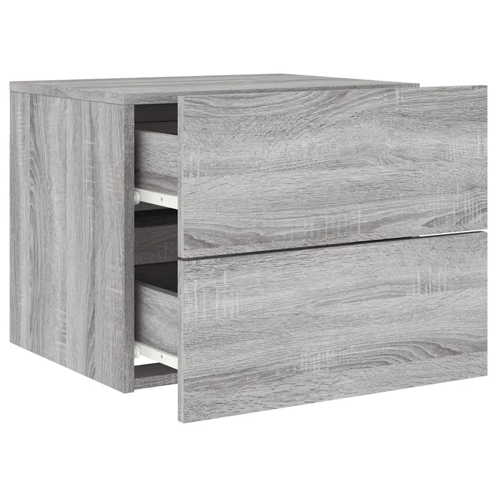 Comodini a Parete con luci LED 2 pz-Set di 2 Tavolino da notte Grigio Sonoma 726277
