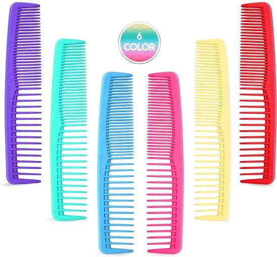 Set di pettini colorati - Ordina e stila - 6 pezzi - Rosso, Blu, Verde, Viola, Rosa, Giallo