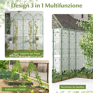 Grigliati per Rampicanti 220 x 50 CM, Set di 2 Tralicci di Metallo Antiruggine per Piante Rampicanti, Rose e Verdure, Decorazione Esterna per Giardino, Cortile e Patio (Verde)