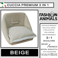 Cuccia Premium per cani e gatti - Letto morbido e confortevole - Base antiscivolo - Resistente e Facile da lavare (3 in 1-Beige)