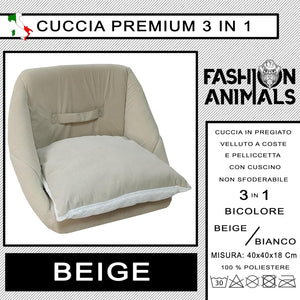 Cuccia Premium per cani e gatti - Letto morbido e confortevole - Base antiscivolo - Resistente e Facile da lavare (3 in 1-Beige)