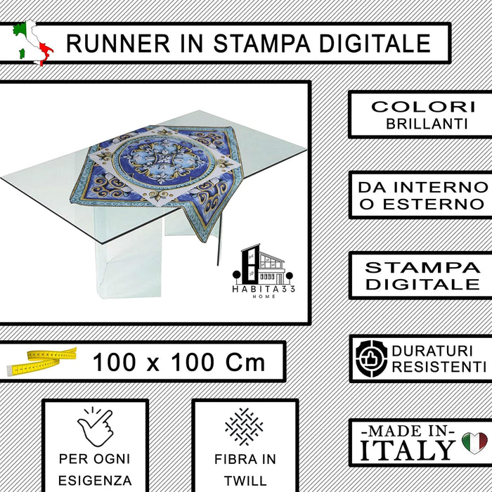 Runner da Tavola, Centrotavola Moderno per Mobili da interno o esterno Made in Italy (Giglio Bianco)