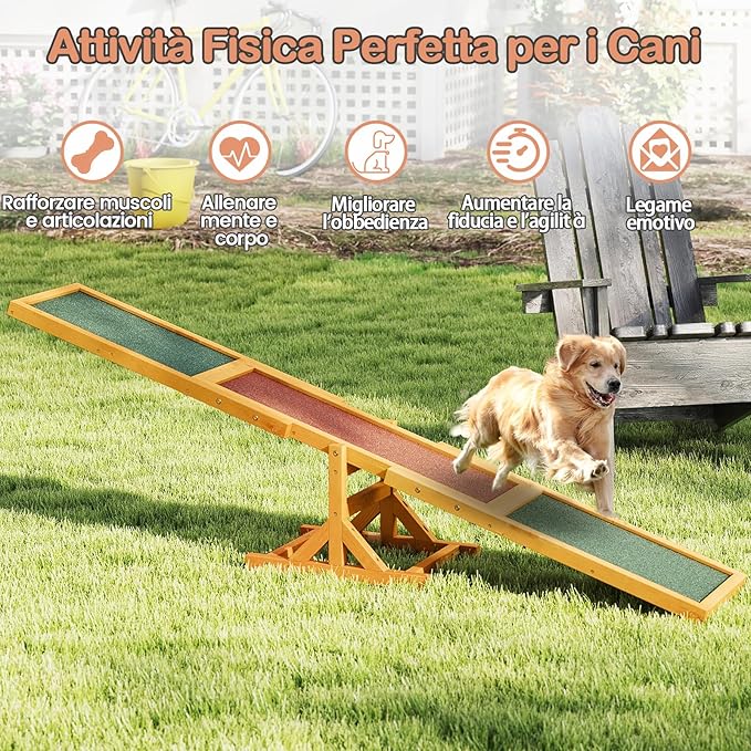 Altalena per Agility Cane, Set di Esercizi e Giochi per Cani, Giocattolo da Esterno, Attrezzatura per Allenamento dell'Equilibrio, Forniture per Animali per Percorsi a Ostacoli (Giallo)