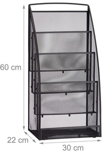 Portariviste in metallo portariviste portariviste 4 scomparti sala attesa nero 13_0002192_2