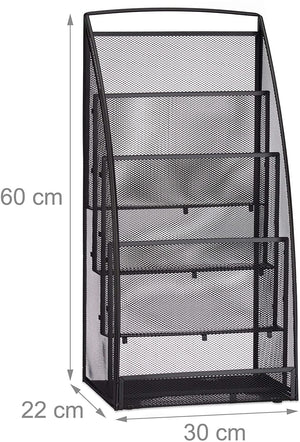 Portariviste in metallo portariviste portariviste 4 scomparti sala attesa nero 13_0002192_2