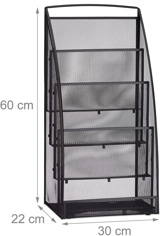 Portariviste in metallo portariviste portariviste 4 scomparti sala attesa nero 13_0002192_2