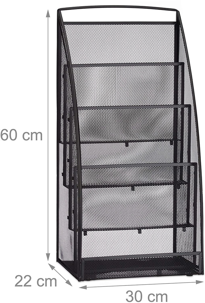 Portariviste in metallo portariviste portariviste 4 scomparti sala attesa nero 13_0002192_2