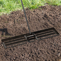 Rastrello Livellatore per Prato, Attrezzo per la Livellatura del Prato con Manico Ergonomico, Livellatrice per Giardino, Cortile, Campo da Golf, Fattoria e Pascolo (Nero 106 x 25 cm)