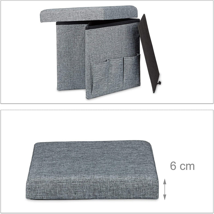 Sgabello contenitore pieghevole in lino grigio 13_0002781