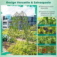 Traliccio da Giardino in Metallo 220 x 50 CM, Set di 2 Pannelli di Recinzione da Esterno per Piante Rampicanti, Decorazione Esterna per Giardino, Cortile e Patio