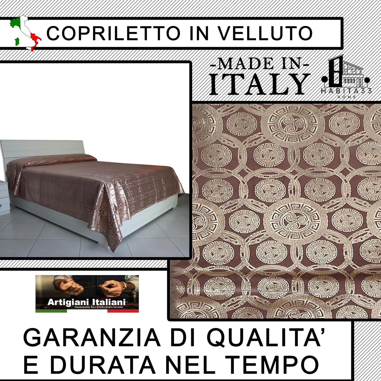 Copriletto Matrimoniale Autunno Inverno in Morbido Velluto Digitale, Misure Generose 250x280cm, Manifattura Italiana (Foil Rosa)