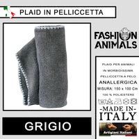 Plaid per cani e gatti - Pelliccetta Sintetica - Coperta morbida e lavabile 150x100 cm - Elegante e resistente - Made in Italy (Grigio)