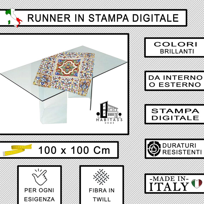Runner da Tavola, Centrotavola Moderno per Mobili da interno o esterno Made in Italy (Foglie)