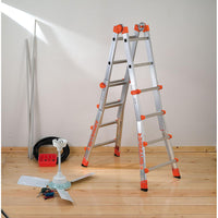 SCALA ALLUMINIO TELESCOPICA MULTIFUNZIONE GRADINI 3+3 PEPPINA 150KG MINI GIERRE AL010