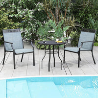 Set di 2 Sedie da Giardino in Textilene, Sedie da Esterno con Schienale Alto, Braccioli, Robusto Telaio in Metallo, Fino a 150 kg, per Patio Terrazza Balcone (Blu + Nero)