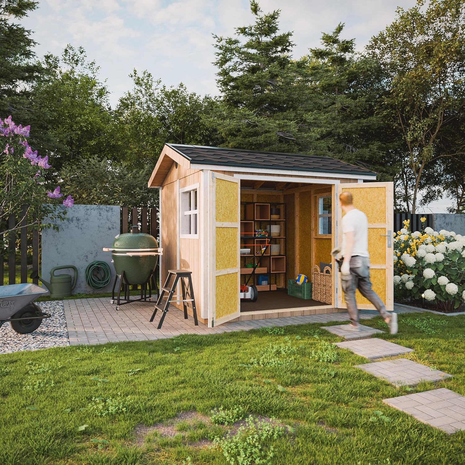 Casetta da giardino di qualit? premium 5,9 m² - H252x250x294 cm - Timbela M913A-HARVEST HONEY