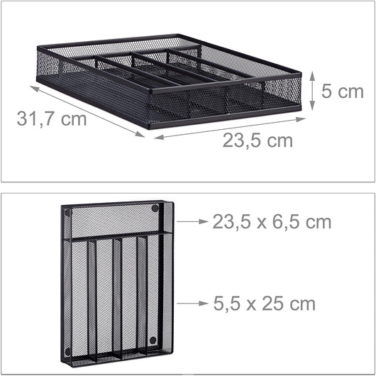 Portaposate portaposate vassoio in rete di acciaio metallo nero 13_0002382_2