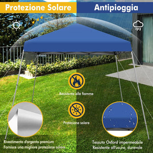 Gazebo Pieghevole da Giardino 3 x 3 M, Impermeabile, Altezza Regolabile, Gazebo da Esterno con Borsa di Trasporto, per Spiaggia, Campeggio, Patio, Mercato (Blu)