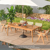 Tavolo Pranzo da Giardino a 8 Posti, Tavolo in Legno con Foro per Ombrellone 5 cm, per Giardino Patio Piscina, Portata 160 kg, 200 x 90 x 75 cm