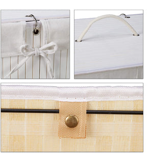 Cesto portabiancheria cesto 2 scomparti con sacco 95 litri bambù bianco 13_0001904_2