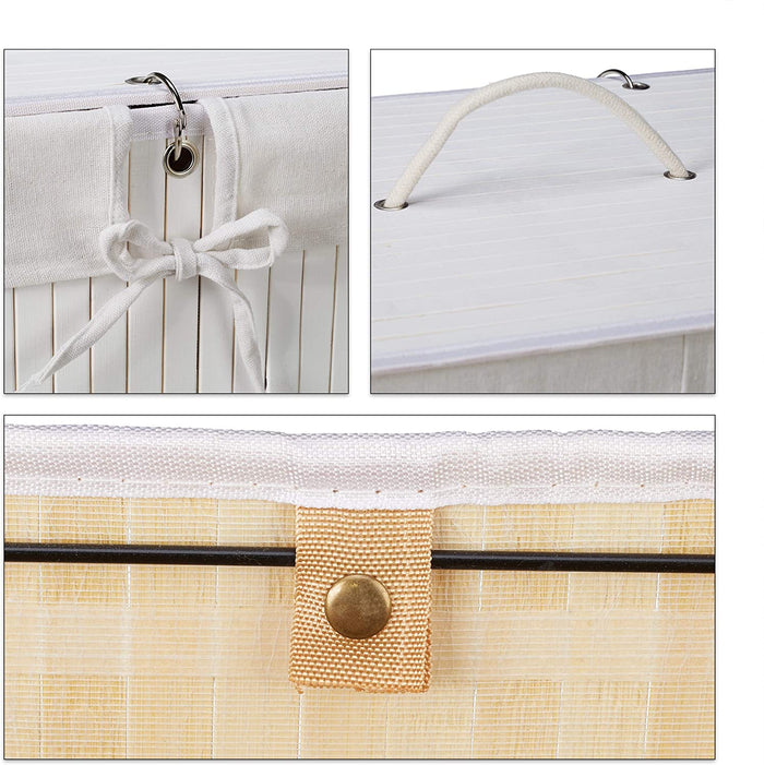 Cesto portabiancheria cesto 2 scomparti con sacco 95 litri bambù bianco 13_0001904_2