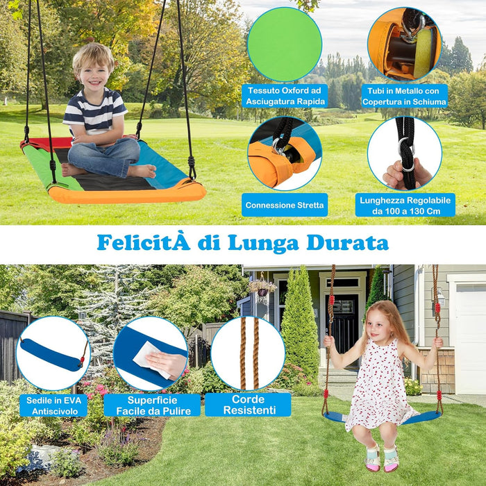 Set di Altalene da Interno e da Esterno, 3 in 1 Altalena da Giardino per Bambini, Corde Regolabili, per Giardino e Parco, Portata 300 kg