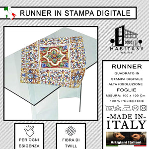 Runner da Tavola, Centrotavola Moderno per Mobili da interno o esterno Made in Italy (Foglie)