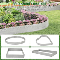 Bordatura da Giardino 6 M, Set di 6 Bordi per Aiola 110 x 20 cm in Metallo Zincato con un Paio di Guanti, Recinzione Flessibile e Forma Regolabile