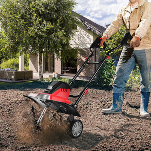 Zappatrice Elettrica Dissodatore Coltivatore per Giardino, Motozappa 230V, Rosso Nero (1500W, 45cm)