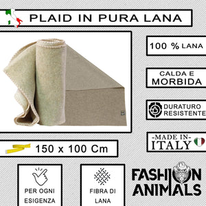 Plaid per cani e gatti - 100% Lana - Coperta morbida e lavabile 150x100 cm - Elegante e resistente - Made in Italy (Crema)